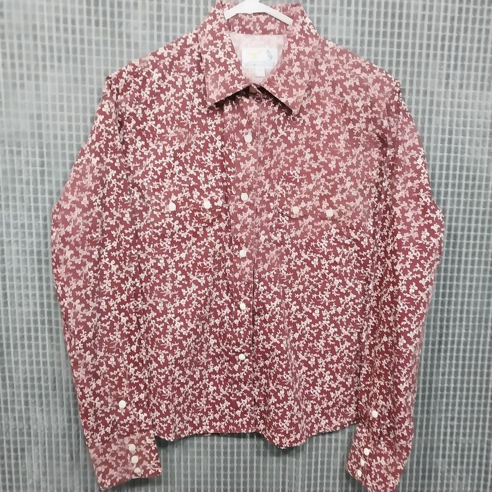 Panhandle Slim Womens Western Shirt Floral Snap Front Retro M Maroon